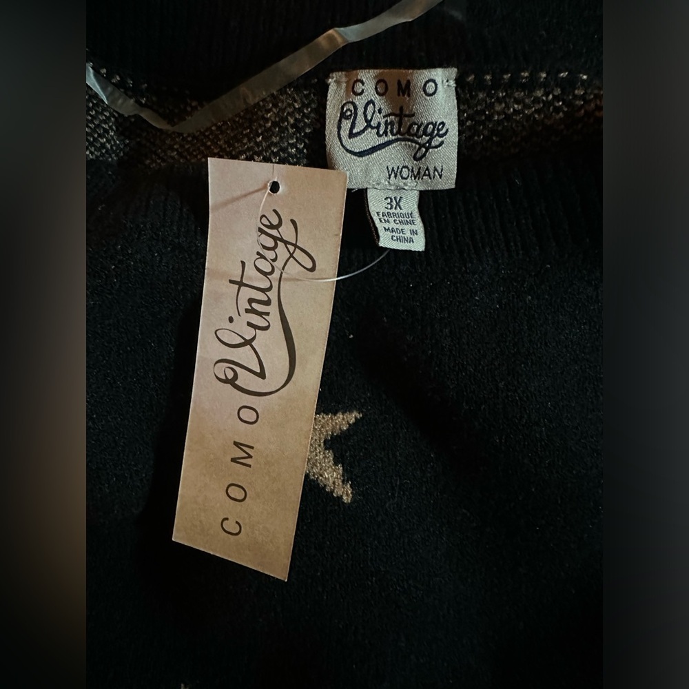 NWT Como Vintage Sweater Black with Gold Stars Plus Sizes - Picture 9 of 9